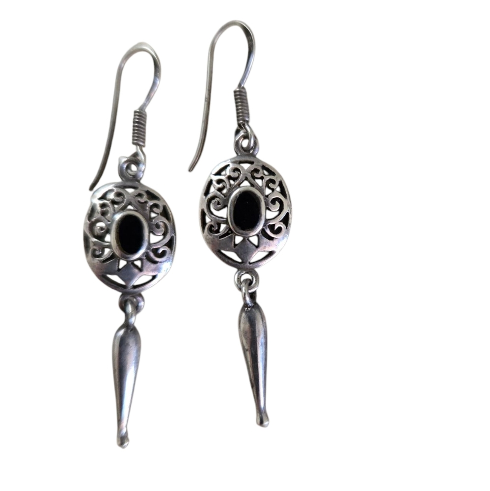 Onyx & sterling earrings